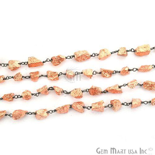 Copper Pyrite Nugget Oxidized Wire Wrapped Beads Rosary Chain (762838417455)