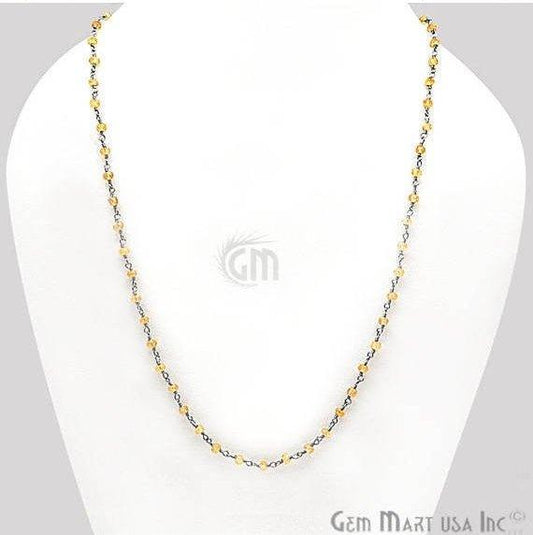 Round Bead Wire Wrapped Necklace Chain (Pick your Gemstone, Plating) - GemMartUSA