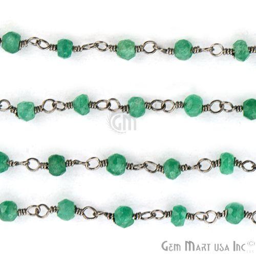 Dyed Emerald 3-3.5mm Oxidized Wire Wrapped Beads Rosary Chain (762843103279)