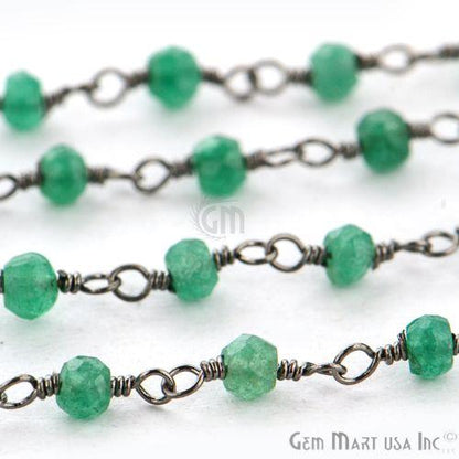 Dyed Emerald 3-3.5mm Oxidized Wire Wrapped Beads Rosary Chain (762843103279)