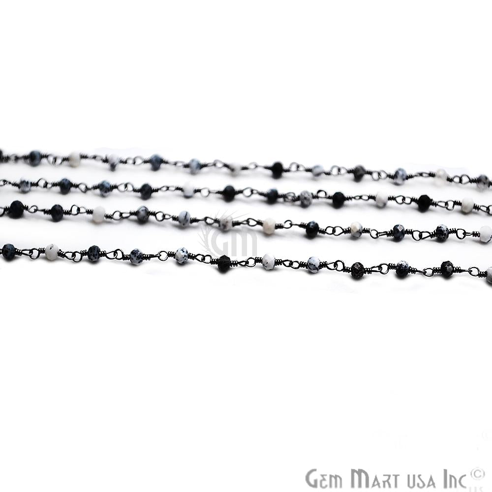 Dendrite Opal Oxidized Wire Wrapped Beads Rosary Chain (762845036591)