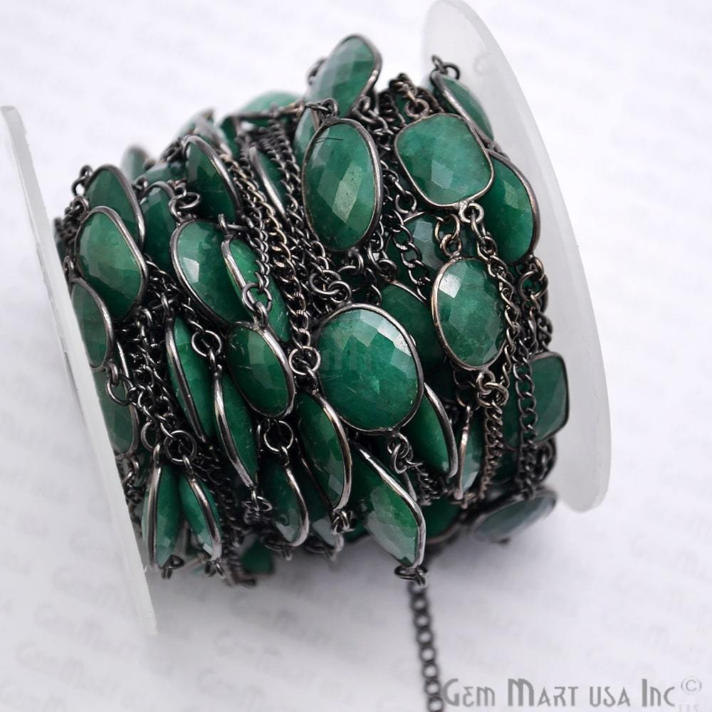 Emerald 10-15mm Mix Shape Oxidized Bezel Link Connector Chain