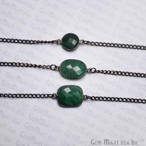 Emerald 10-15mm Mix Shape Oxidized Bezel Link Connector Chain