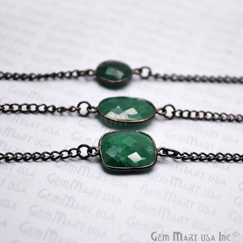 Emerald 10-15mm Mix Shape Oxidized Bezel Link Connector Chain