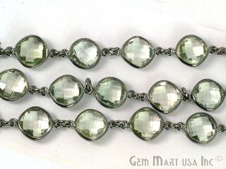 Green Amethyst 10mm Mix Faceted Oxidized Continuous Connector Chain (764245311535)