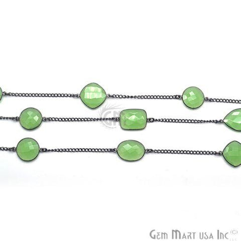 Green chalcedony 15mm Oxidized Bezel Link Connector Chain (764036415535)