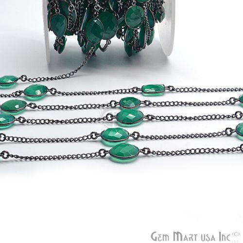 Green onyx 10-15mm Oxidized Link Bezel Connector Chain (764036939823)