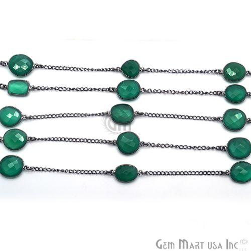 Green onyx 10-15mm Oxidized Link Bezel Connector Chain (764036939823)