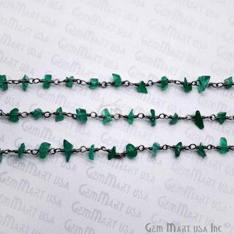 Green Onyx Nugget Chip Oxidized Wire Wrapped Beaded Rosary Chain