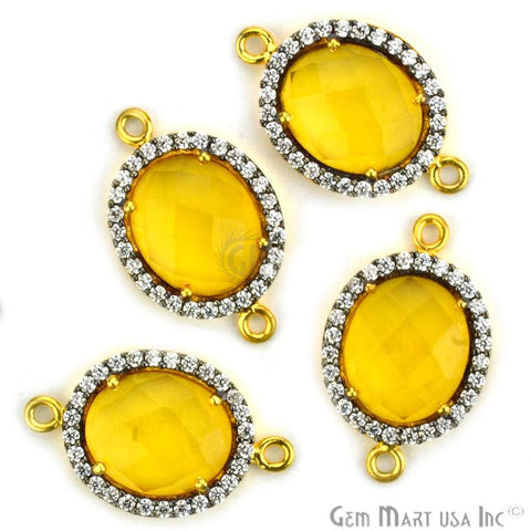 Gemstone 10x12mm Oval Cubic Zirconia Prong Setting Gold Connector (Pick Your Gemstone) - GemMartUSA