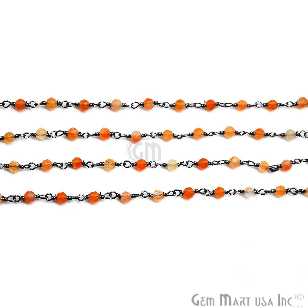 Hessonite Rondelle Oxidized Wire Wrapped Beads Rosary Chain (762863747119)