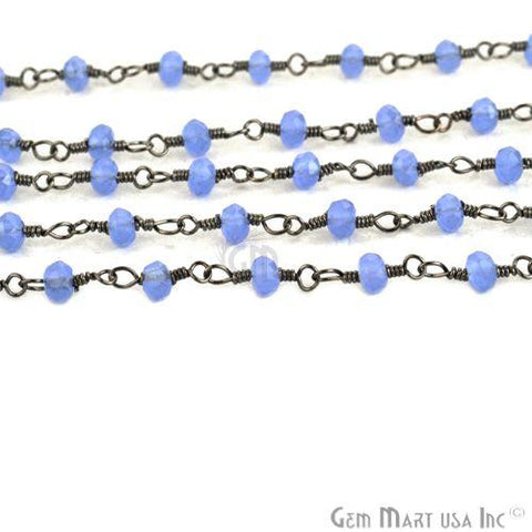 Iolite 3-3.5mm Oxidized Wire Wrapped Beads Rosary Chain (762864533551)