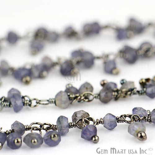 Iolite Faceted Beads Oxidized Wire Wrapped Cluster Dangle Chains (764153692207)