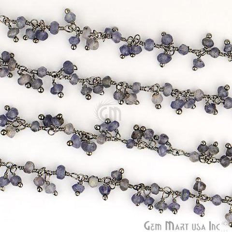 Iolite Faceted Beads Oxidized Wire Wrapped Cluster Dangle Chains (764153692207)