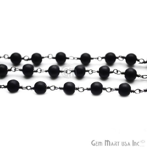 Black Tourmaline Oxidized Wire Wrapped Beads Rosary Chain (762879508527)