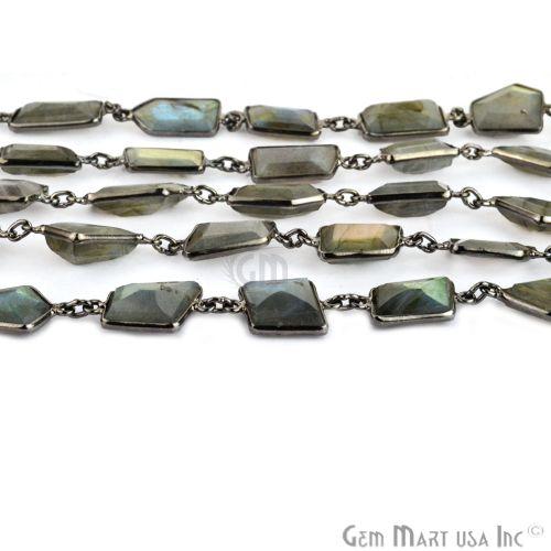 Labradorite 12-15mm Mix Faceted Oxidized Continuous Connector Chain (763993129007)