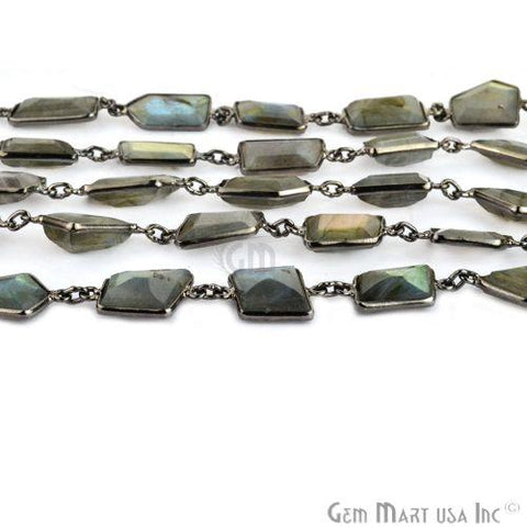 Labradorite 12-15mm Mix Faceted Oxidized Continuous Connector Chain (763993129007)