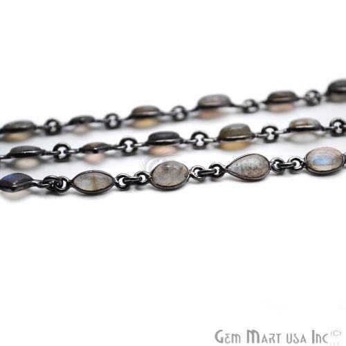 Labradorite 6x4mm Mix Faceted Oxidized Continuous Connector Chain (763994439727)