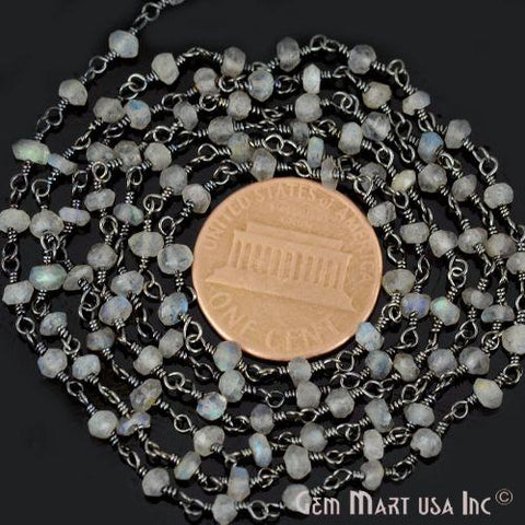 Labradorite 3-3.5mm Oxidized Wire Wrapped Beads Rosary Chain (762962968623)