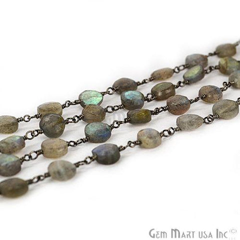 Labradorite Coin Beads Oxidized Wire Wrapped Rosary Chain (762964639791)