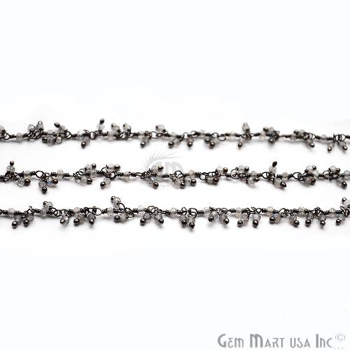 Labradorite Faceted Cluster Dangle Beads Oxidized Wire Wrapped Dangle Rosary Chain (762965131311)