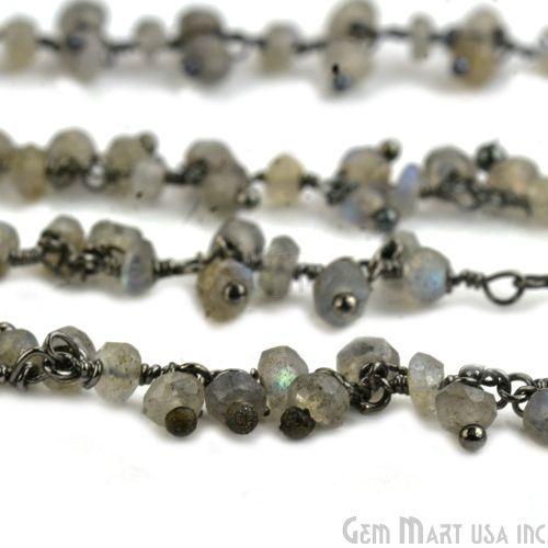 Labradorite Faceted Beads Oxidized Wire Wrapped Cluster Rosary Chain (764154773551)