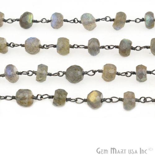 Labradorite 7-8mm Oxidized Wire Wrapped Rosary Chain (762965917743)
