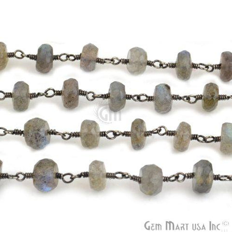 Labradorite 6-7mm Oxidized Wire Wrapped Rosary Chain (762966343727)