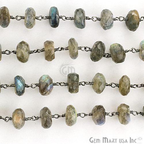 Labradorite 8-9mm Oxidized Wire Wrapped Rosary Chain (762967687215)