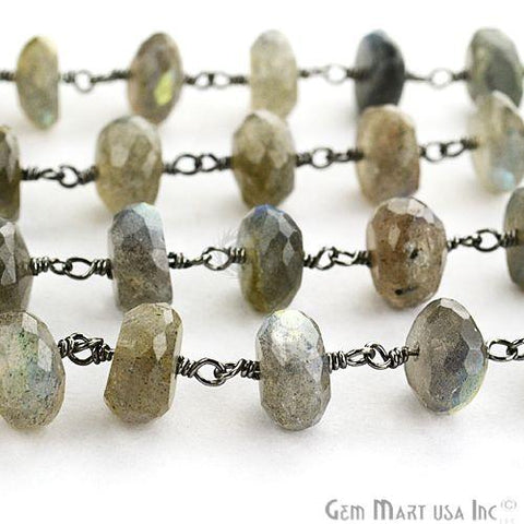 Labradorite 8-9mm Oxidized Wire Wrapped Rosary Chain (762967687215)