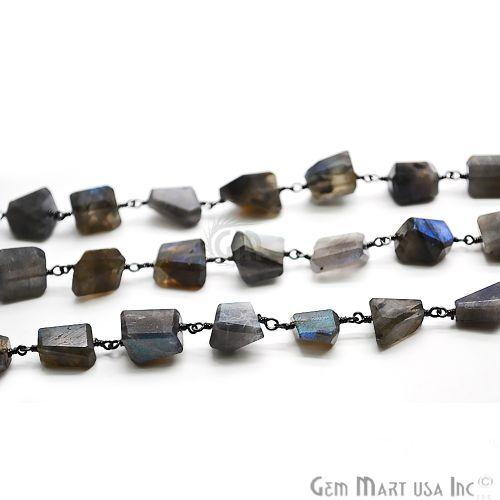 Labradorite Cut Beads Oxidized Wire Wrapped Fancy Rosary Chain