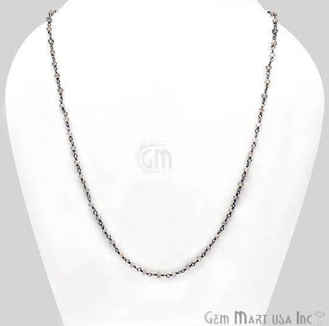 Round Bead Wire Wrapped Necklace Chain (Pick your Gemstone, Plating) - GemMartUSA