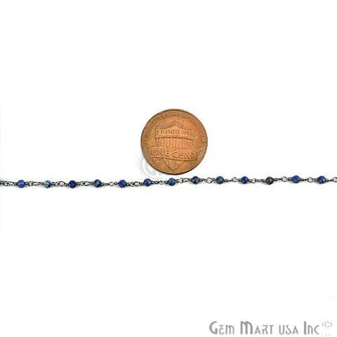 Lapis 2mm Oxidized Wire Wrapped Rosary Chain (762975813679)