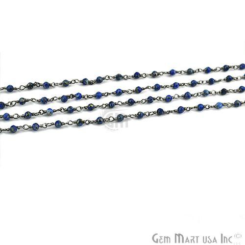 Lapis 2mm Oxidized Wire Wrapped Rosary Chain (762975813679)