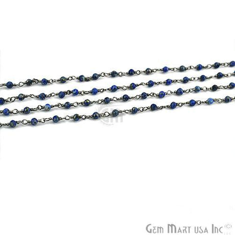Lapis 2mm Oxidized Wire Wrapped Rosary Chain (762975813679)