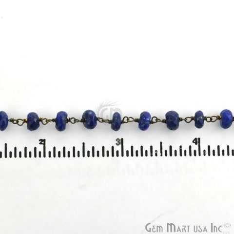 Lapis Beads 5-6mm Oxidized Wire Wrapped Rosary Chain