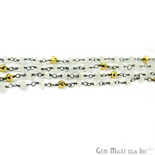 Rainbow & Golden Pyrite 3-3.5mm Oxidized Wire Wrapped Beads Rosary Chain (762980466735)
