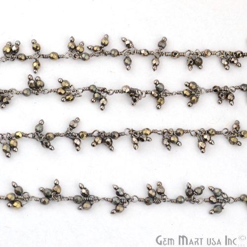 Mystique Pyrite Beads Oxidized Wire Wrapped Cluster Dangle Chains (764155330607)