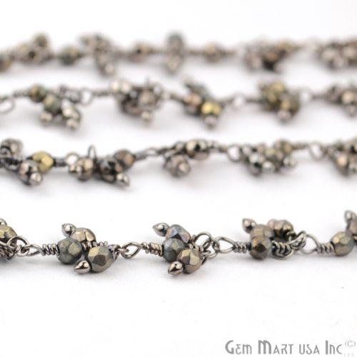 Mystique Pyrite Beads Oxidized Wire Wrapped Cluster Dangle Chains (764155330607)