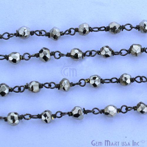 Black Pyrite Oxidized Wire Wrapped Beads Rosary Chain (762987249711)