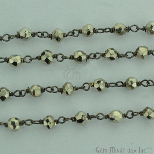 Black Pyrite Oxidized Wire Wrapped Beads Rosary Chain (762987249711)