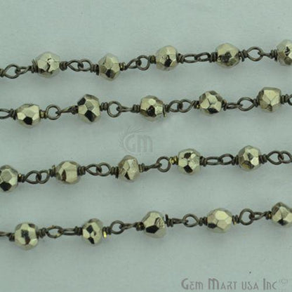 Black Pyrite Oxidized Wire Wrapped Beads Rosary Chain (762987249711)