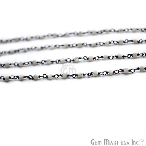 Mother of Pearl Oxidized Wire Wrapped Gemstone Beads Rosary Chain (762994393135)