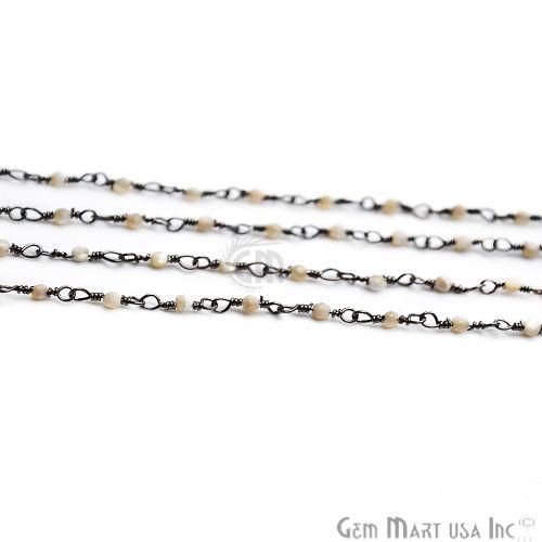 Mother of Pearl Rondelle Oxidized Wire Wrapped Rosary Chain (762995245103)