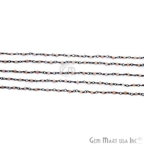 Orange Moonstone Oxidized Wire Wrapped Gemstone Beads Rosary Chain (762999078959)