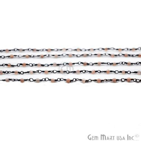 Orange Moonstone Oxidized Wire Wrapped Gemstone Beads Rosary Chain (762999078959)