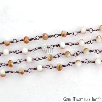 Golden Rutilated 3-3.5mm Oxidized Wire Wrapped Beads Rosary Chain (763000094767)