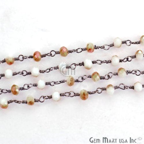 Golden Rutilated 3-3.5mm Oxidized Wire Wrapped Beads Rosary Chain (763000094767)