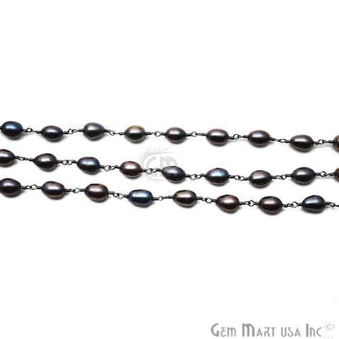 Black Pearl Oxidized Wire Wrapped Gemstone Beads Rosary Chain (763004157999)