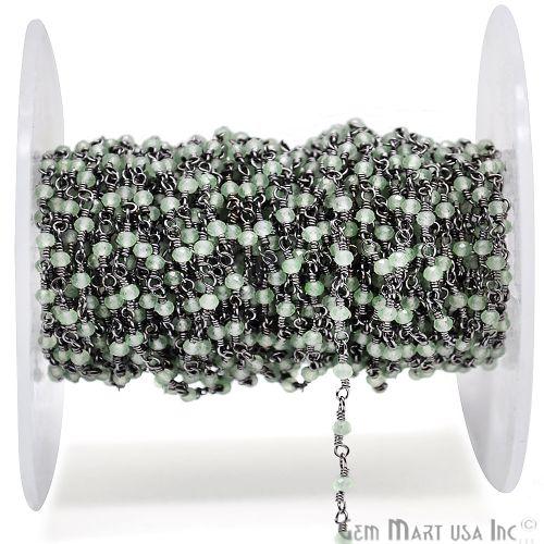 Prehnite Oxidized Wire Wrapped Gemstone Beads Rosary Chain (763007696943)
